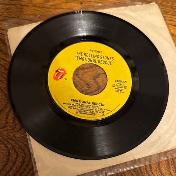 Rolling Stones Records Other - 1980 VTG The Rolling Stones Emotional Rescue & Down in the Hold 45 rpm Record